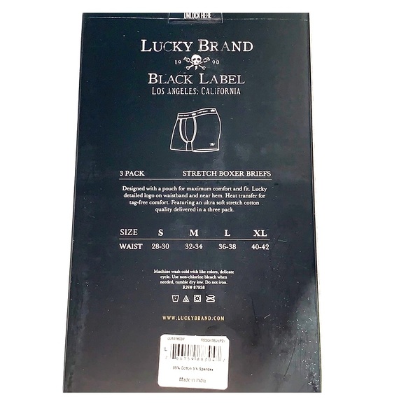 Lucky Brand Mens Black Label 3-Pack Stretch Boxer Brief
